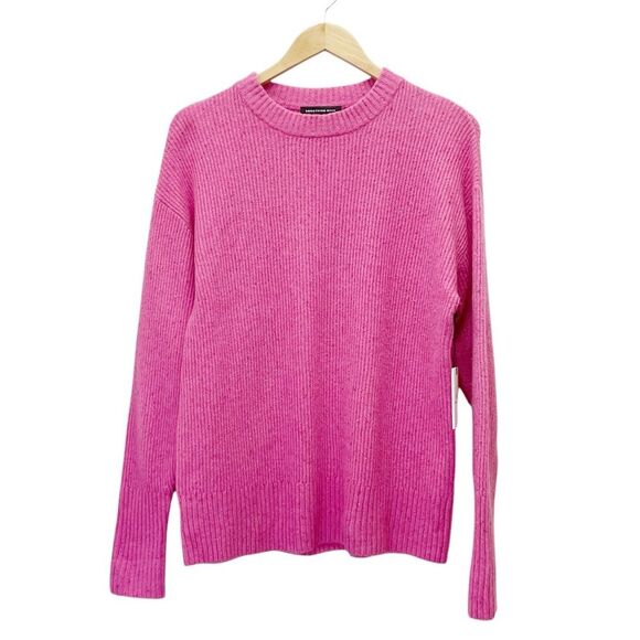 NWT Something Navy Oversized Flecked Crewneck Sweater in Pink Shock Size XS NEW - Picture 2 of 15